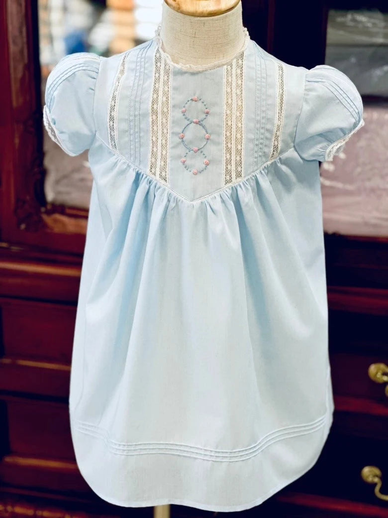 Lacy's Heirloom Tuck Dress with Hand Embroidery